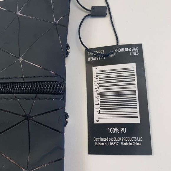 Geometric Four Pocket Crossbody Handbag –Black - Picture 3 of 9